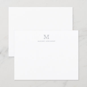 Modern Simple Monogram Light Silver Gray Note Card
