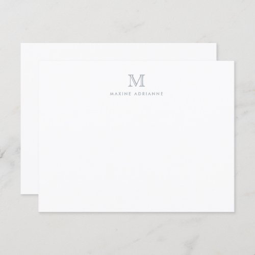 Modern Simple Monogram Light Silver Gray Note Card