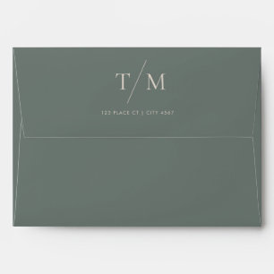 Modern Simple Monogram Moss Mix & Match Wedding Envelope