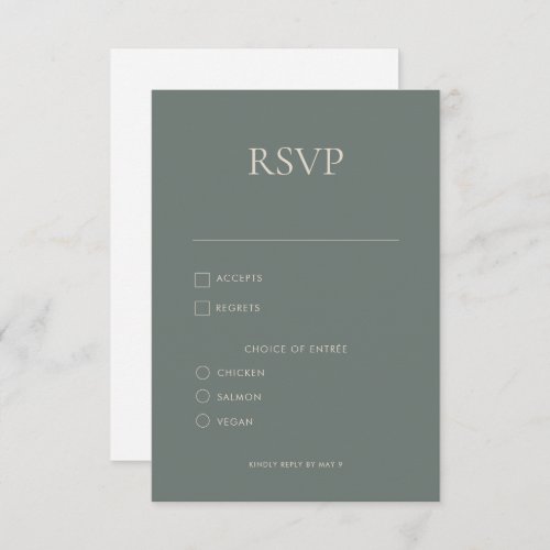 Modern Simple Monogram Moss Mix  Match Wedding RS RSVP Card