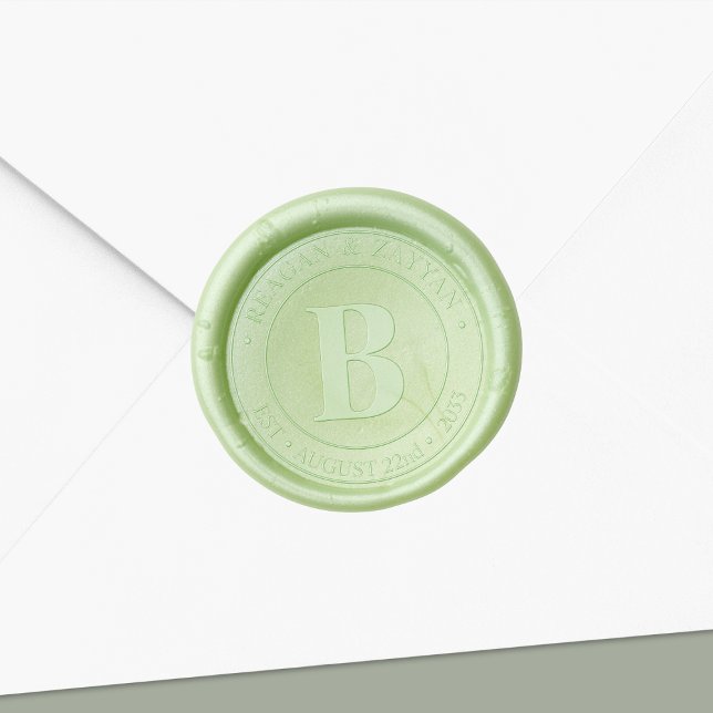 Modern Simple Monogram Name Date Wedding Wax Seal Sticker (Creator Uploaded)
