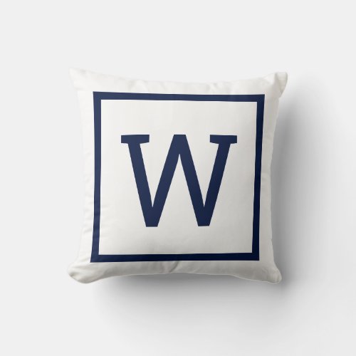 Modern Simple Monogram Navy Blue Throw Pillow