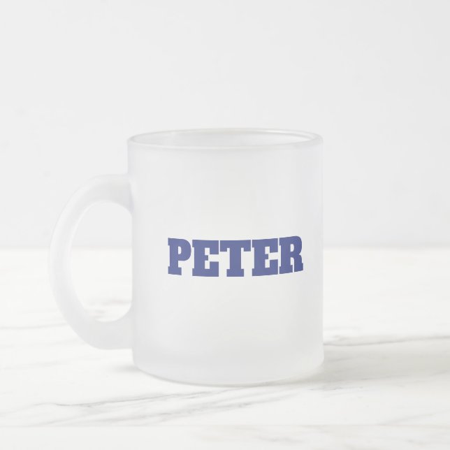 Modern Simple Monogram personalized custom name Frosted Glass Coffee Mug (Left)