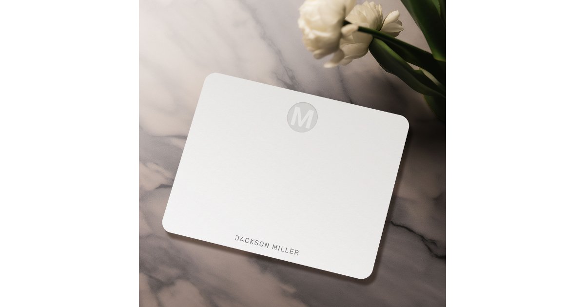Modern Simple Monogram Personalized Stationery Note Card | Zazzle