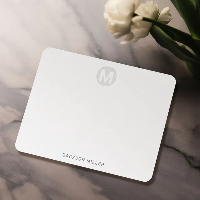 Modern Simple Monogram Personalized Stationery Note Card | Zazzle