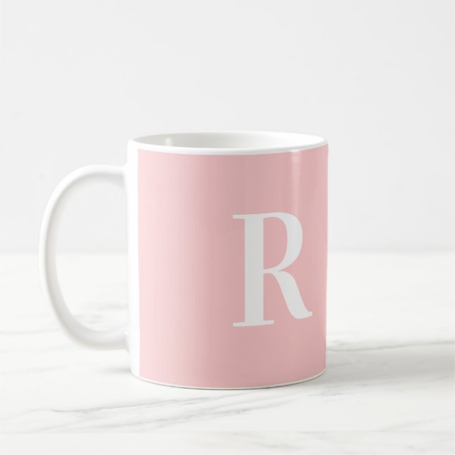 Modern Simple Monogram Pink Coffee Mug (Left)