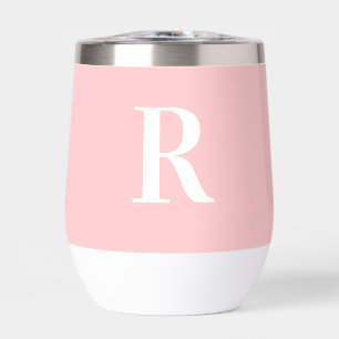 Modern Simple Monogram Pink Thermal Wine Tumbler