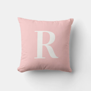 Modern Simple Monogram Pink  Throw Pillow