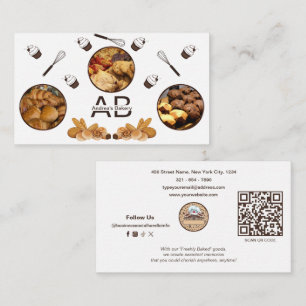 Modern Simple Monogram Professional Bakery White Business Card