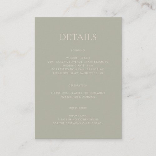 Modern Simple Monogram Sage Mix  Match Wedding En Enclosure Card