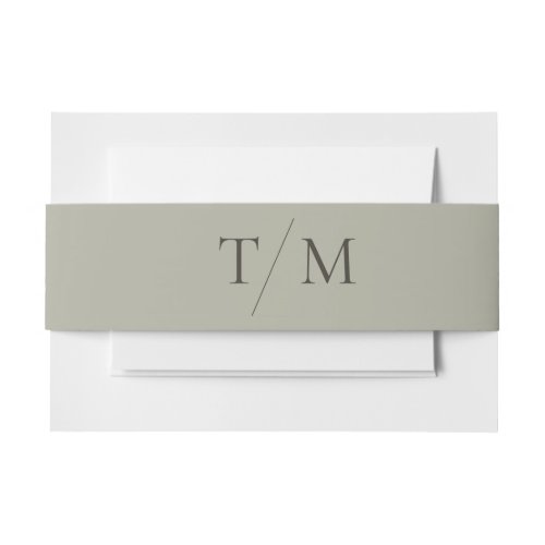 Modern Simple Monogram Sage Mix  Match Wedding Invitation Belly Band