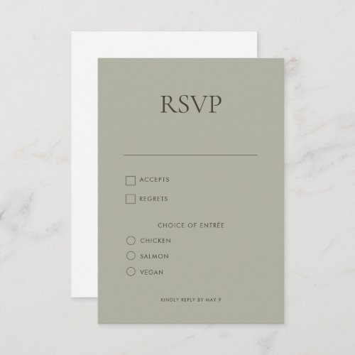 Modern Simple Monogram Sage Mix  Match Wedding RS RSVP Card