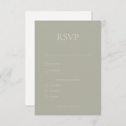 Modern Simple Monogram Sage Mix  Match Wedding RS RSVP Card