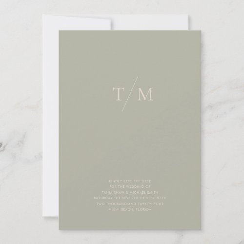 Modern Simple Monogram Sage Sand Mix  Match  Save The Date