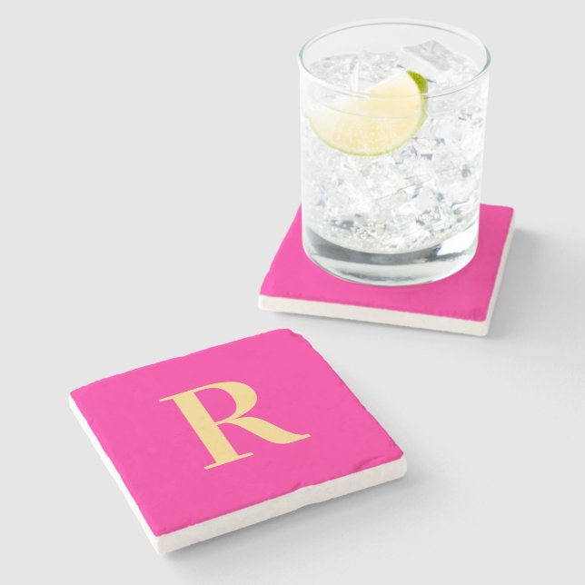 Modern Simple Monogram  Stone Coaster (Side)