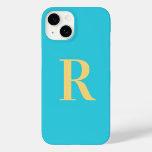 Modern Simple Monogram Teal Aqua Case-Mate iPhone 14 Case