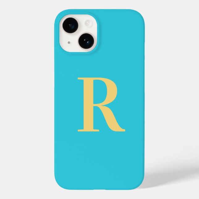 Modern Simple Monogram Teal Aqua Case-Mate iPhone Case (Back)