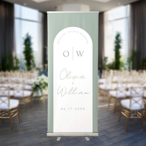 Modern Simple Monogram Wedding Welcome Retractable Banner