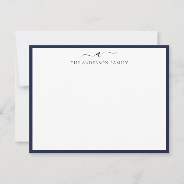 Modern Simple Monogrammed Family  Note Card (Front)