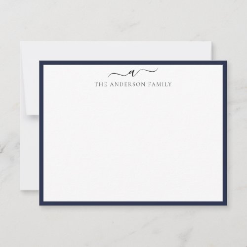Modern Simple Monogrammed Family  Note Card