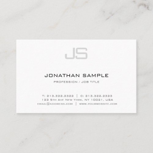 Modern Simple  Monogrammed Template Elegant Top Business Card