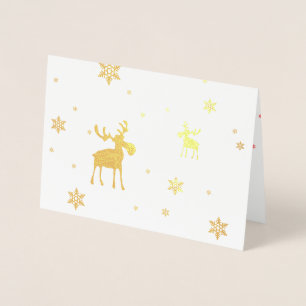 Modern Simple Moose Snowflakes Foil Greeting Card