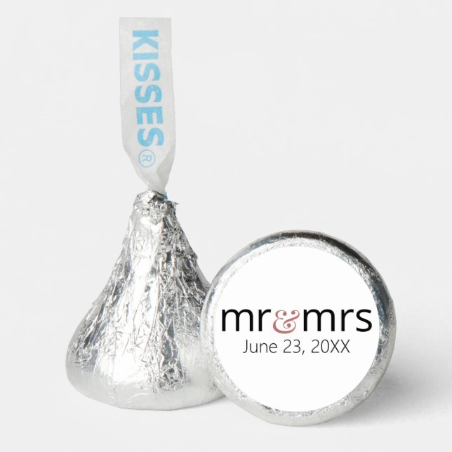 Modern Simple Mr. and Mrs. Date Cinnamon Wedding Hershey®'s Kisses® (Front)