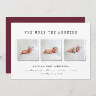 Modern simple multi photo birth announcement