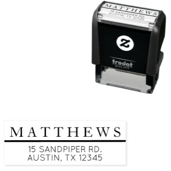 Modern Simple Name Classic Return Address Self-inking Stamp by monogramgallery at Zazzle
