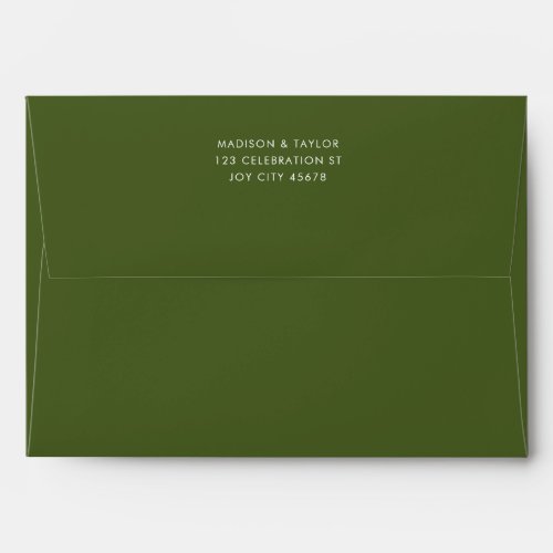 Modern Simple Nature Moss Green Wedding Envelope
