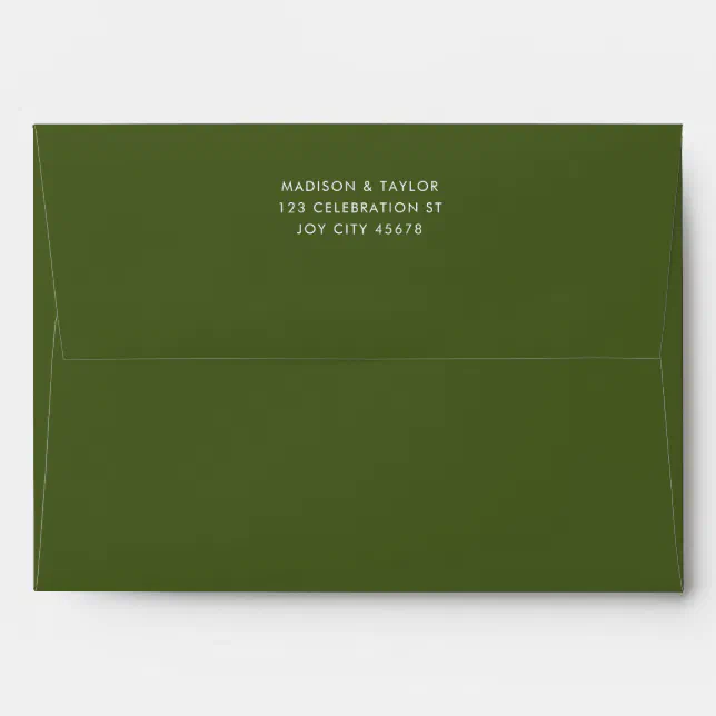 Modern Simple Nature Moss Green Wedding Envelope | Zazzle