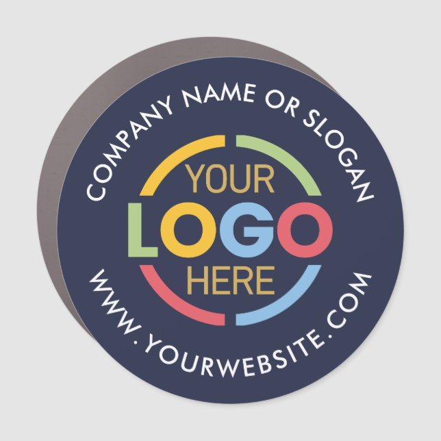 Modern Simple Navy Blue Business Logo Promotional Car Magnet (Front)