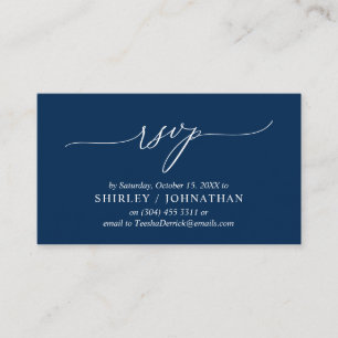 Modern Simple Navy Blue Calligraphy, Wedding RSVP Enclosure Card