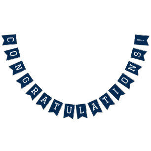 Modern Simple Navy Blue Congratulations Graduation Bunting Flags