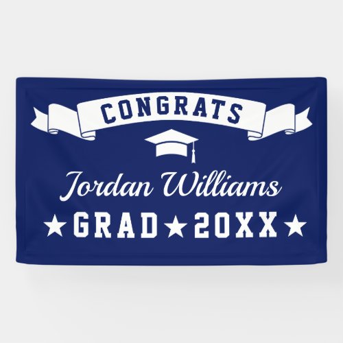 Modern Simple Navy Blue Graduation Party 2024 Banner