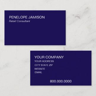 Modern Simple Navy Blue Minimalistic Business Card