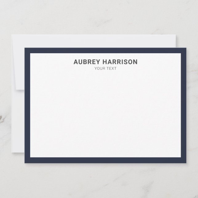 Modern Simple Navy Blue Note Card (Front)