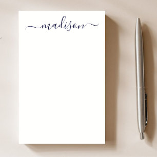 Modern Simple Navy Blue Typography Name Script Post-it Notes