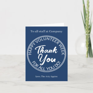 Modern Simple navy Volunteer thank you Card