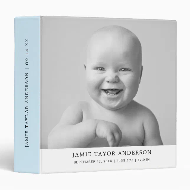 Modern Simple New Baby Boy First Year Photo Binder Zazzle