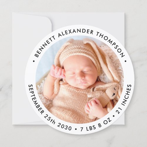Modern Simple New Baby Personalized Photo Birth  Announcement