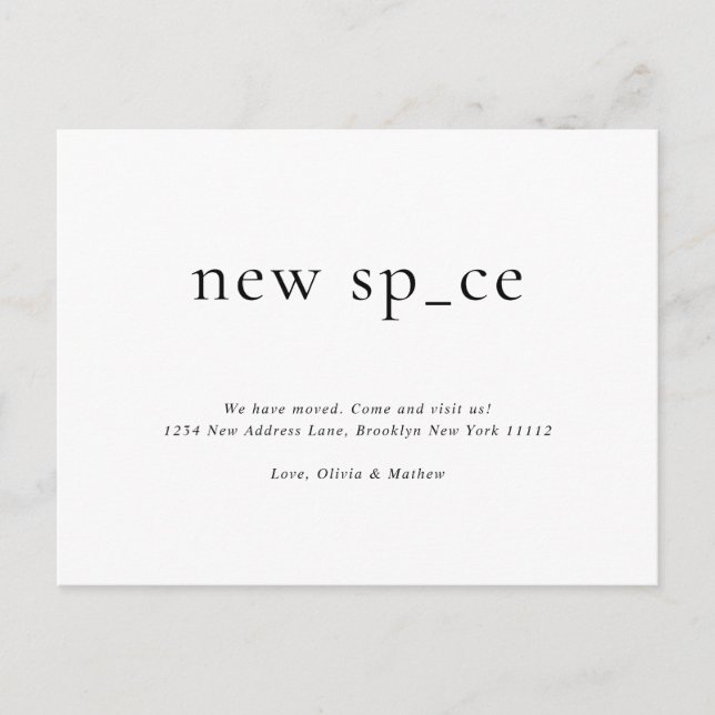 Modern Simple New Place New Space Moving Postcard (Front)