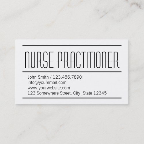 Modern Simple Nurse Practitioner Business Card