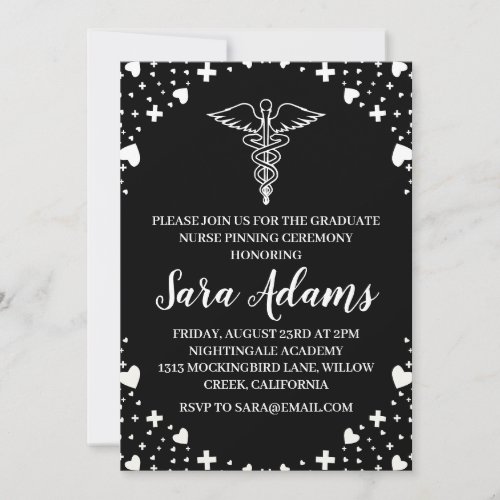 modern simple nursing pinning ceremony invitations