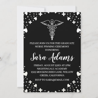 modern simple nursing pinning ceremony invitations