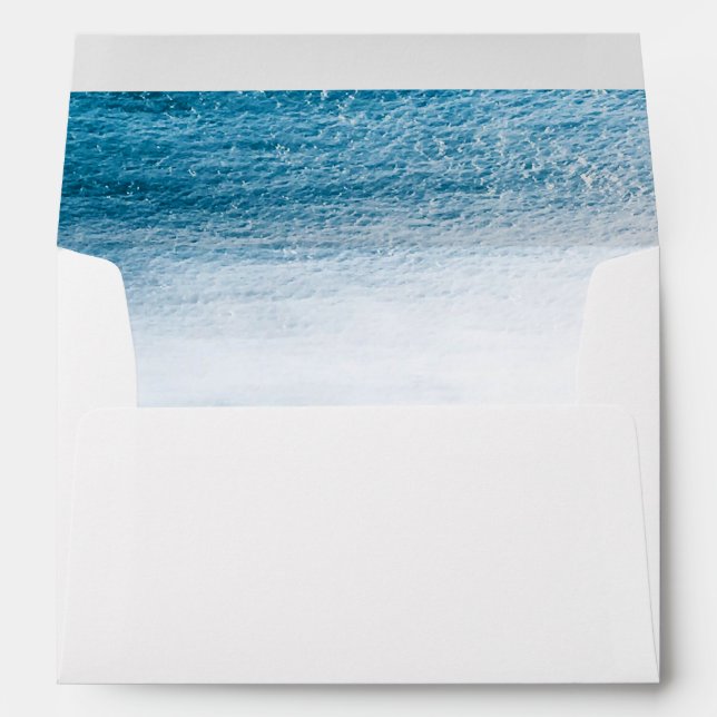 Modern Simple Ocean Beach Seaside Wedding Envelope (Back (Bottom))