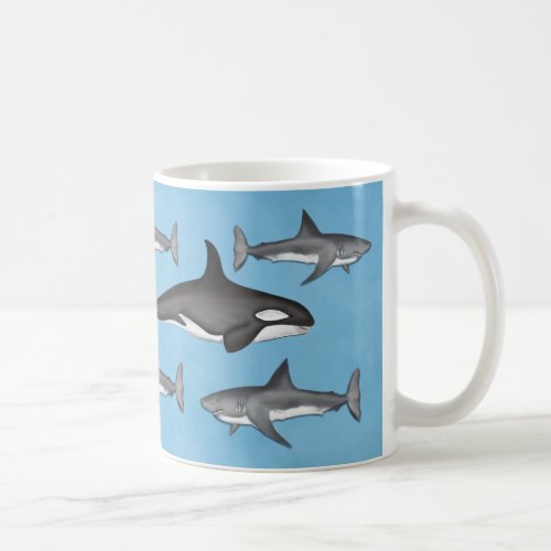 Modern Simple Ocean Orcas and Sharks Cute Coffee Mug
