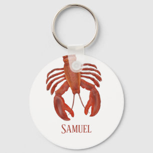 Modern Simple Ocean Red Lobster Nautical Coastal Keychain