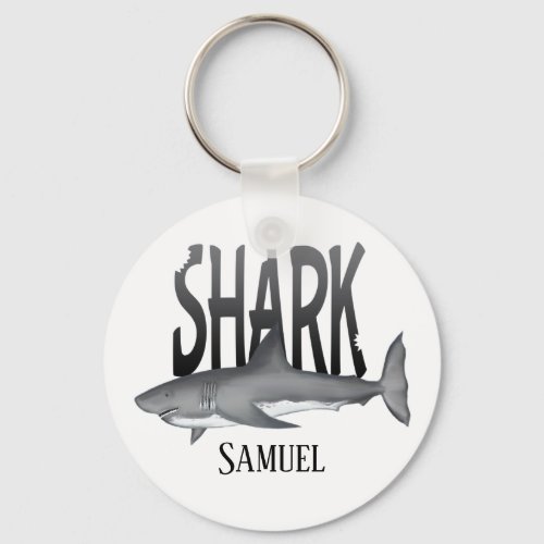 Modern Simple Ocean Shark Bite Typography  Keychain
