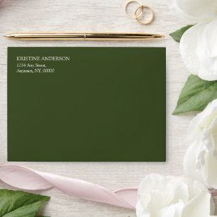 Modern Simple Olive Green Wedding Envelope